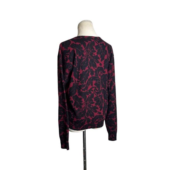 Jones New York red black floral long sleeves sweater size Large - Picture 6 of 7